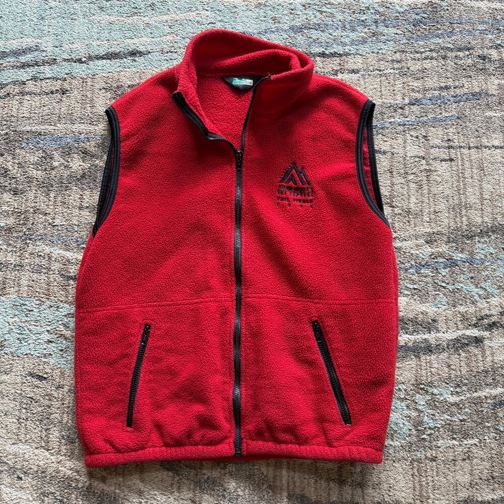 Vintage 1995 Jimmy Heuga's Ski Express Vail Colorado Finals Red Fleece Vest Sz L